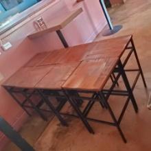 Lot 8 metal frame with wood top barstools