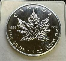 2002 Canadian Maple Leaf 1 Troy Oz .9999 Fine Silver Bullion Coin