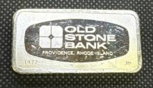 Old Stone Bank Sterling Silver Franklin Mint Bullion Bar 2.2 Oz