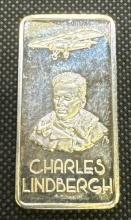 1 Troy Oz .999 Fine Silver Charles Lindbergh Bullion Bar