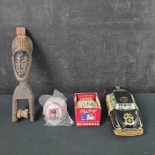 Vintage toy TN tin police car Ron Kittle signed baseball Wheaties Cal Ripken Jr. baseball more