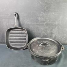 Vintage Bruntmor 12in cast iron dutch pot vintage Emeril 10in cast iron pan