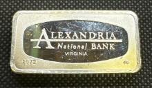 Alexander National Bank Sterling Silver Bullion Bar 65.28 Grams