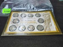 The US Commemorative Gallery, The Historic Buffalo Nickel Collection, 10 Coin Set in Display.