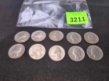 10-1967 Washington Quarters. All one Money.