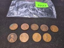 9-WWII Era , Lincoln Head Wheat Pennies. Assorted Mints and Dates, From 1941-1945. All one Money.