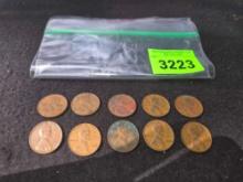 10-1939 Lincoln Head Wheat Pennies. 8-1939, and 2-1939S. All one Money.