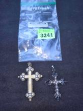 2-Ornate Cross Pendants. No Stamp Found. Fashion. Both one Money.