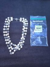 3 Strand Pearl and Glass Bead Neclace. No Stamp Found. Fashion.