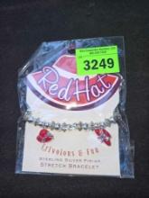 Red Hat, Sterling Silver Finish Stretch Bracelet. New in Package.