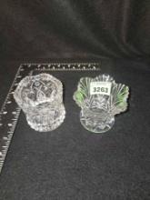 2- Heavy Cut Glass/Crystal Candle Holders. Both one Money.