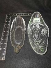 2- Vintage Glass Serving Bowls, Candy Dishes. Oval . Both one Money.