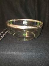 Large , Vintage, Silver Rimmed Serving Bowl.