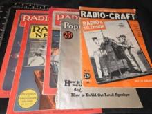 5-Vintage Radio Magazines. 4 Assorted 1927, and 1 -1941. All one Money.