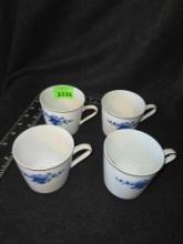 Set of 4, Eschenbach, Bavaria Germany , Blue Flower Design Cups.