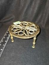 Heavy, Brass Plant Stand/Candle Base.Three Legs.