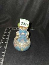 Vintage, Hand Painted, Solid Brass Vase.