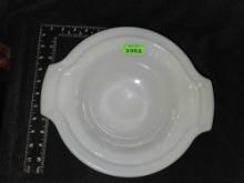 Set of 2, White Glass, Mixing/Serving Bowls