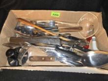 Box of Assorted Knives and Other Kitchen Utensils. All one Money.