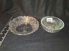 2- Vintage Glass Bowls. 1 Frosted Fruit Bowl and 1 Cut Glass. Both one Money.