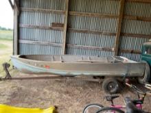 14 foot sears boat on trailer with 25 horse mariner motor