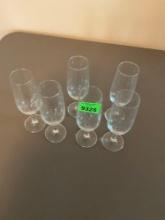 Six wine glasses