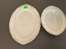 Antique serving platter and bowl and plate