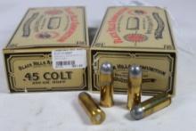 Two boxes of Black Hills Ammo. 45 Colt 250 RNFP. Count 100.