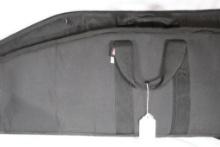 Two black nylon padded scoped rifle cases.