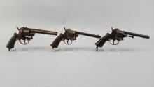 3 Antique ELG Lefaucheux Pinfire Revolvers