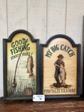 (2) FISHING DÉCOR SIGNS