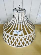 LARGE WHITE METAL HANGING LIGHT