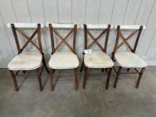 4PC DINING CHAIRS WITH WHITE WOOD BOTTOM