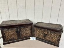 2PC METAL LIFT TOP DECORATIVE BOXES