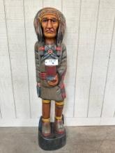 CARVED WOODEN CIGAR STORE INDIAN