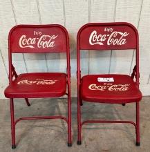 PAIR OF COCA-COLA PAINTED CHAIRS