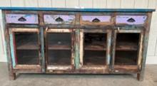 WOOD PAINTED MULTI-COLOR RECLAIMED BUFFET