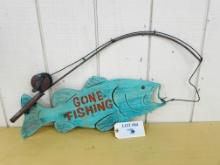 "GONE FISHING" METAL SIGN