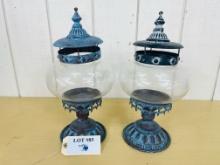 2PC CANDLE HOLDERS WITH GLASS GLOBES