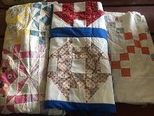 (3) Quilt Tops (Some Stains)