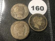 1901, 04, 05 Barber Dimes