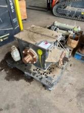 PALLET OF HYDRAULIC CYLINDERS, OIL COOLERS, & RIGHT ANGLE DRIVE GEAR BOX