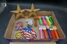 Pez Dispensers, Candlestick Holder, D.A.R.E Stickers, Lids