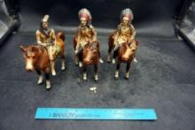 3 - Native Americans On Horseback Sculptures