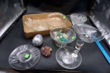 Glass Bowls, Tray, Egg Trinket Container & Stops