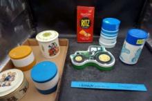 John Deere Tin & Other Tins, Aladdin Containers, Thermos Cups