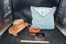 Hat, Pillow, Zippered Case & Iron