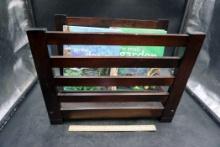 Wooden Magazine Holder & 2 Garden Books