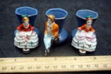 3 - Figurine Vases (Made In Occupied Japan)