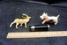 Telescope, Dog & Stag Figurines